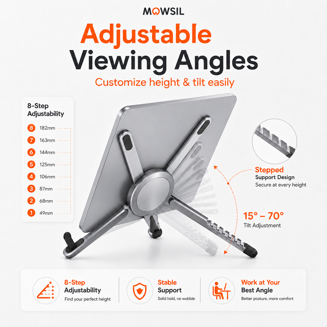 3-in-1 Universal Laptop, Tablet & Phone Stand