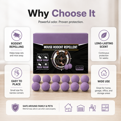 🐭12-Pack Rodent Repellent Balls | Long-Lasting Mouse Deterrent