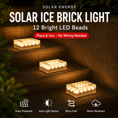 Solar Ice Brick Light – 12 LED Water-Resistant Path Light
