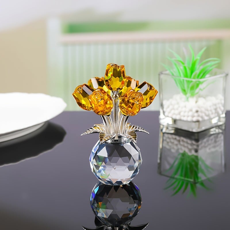 🌺Hot Sale 49% OFF-Crystal Colorful Rose Flower Vase