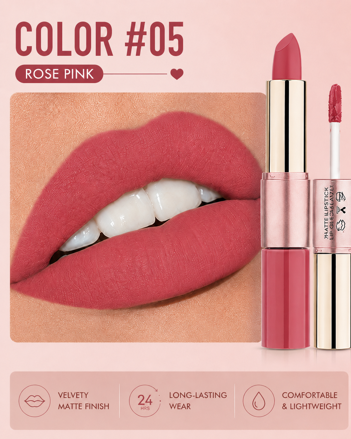 2-in-1 Matte Lipstick & Liquid Lip Glaze | 12 Longwear Shades