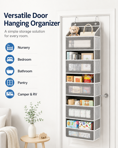 5-Tier Over-the-Door Hanging Organizer with Mesh Pockets