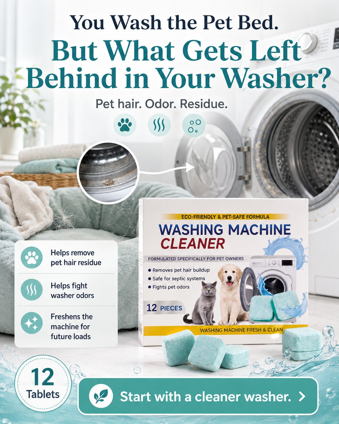 Pet Washing Machine Cleaner Tablets for Pet Owners