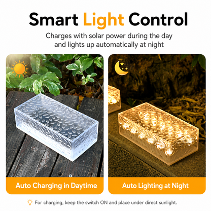 Solar Ice Brick Light – 12 LED Water-Resistant Path Light