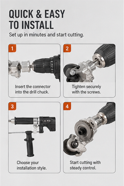 Drill-Powered Sheet Metal Cutter Attachment | Fast Clean Cuts