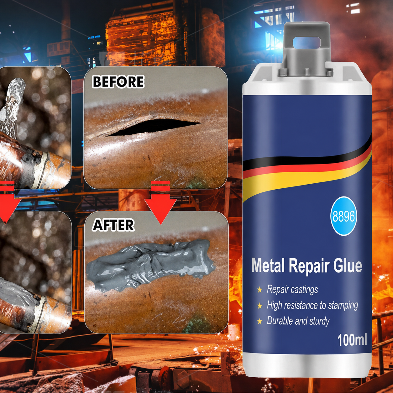 🔥AB Metal Repair Glue | Heavy-Duty Epoxy Repair Compound