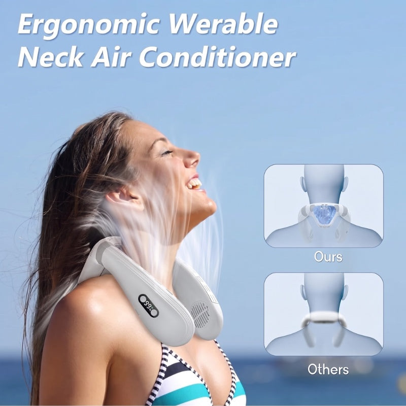 Dual-Cooling Neck Fanwith 5200mAh Battery& Cooling Plate