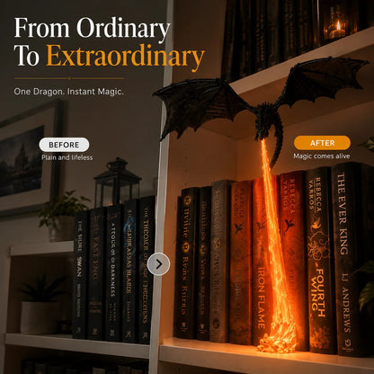 🐉Fire-Breathing Dragon Bookshelf Lamp | Fantasy Book Decor