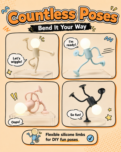 Bulb Man Flexible Suction Cup Night Light | Fun Desk Lamp