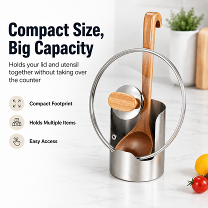 Stainless Steel Pot Lid & Utensil Holder | Kitchen Organizer