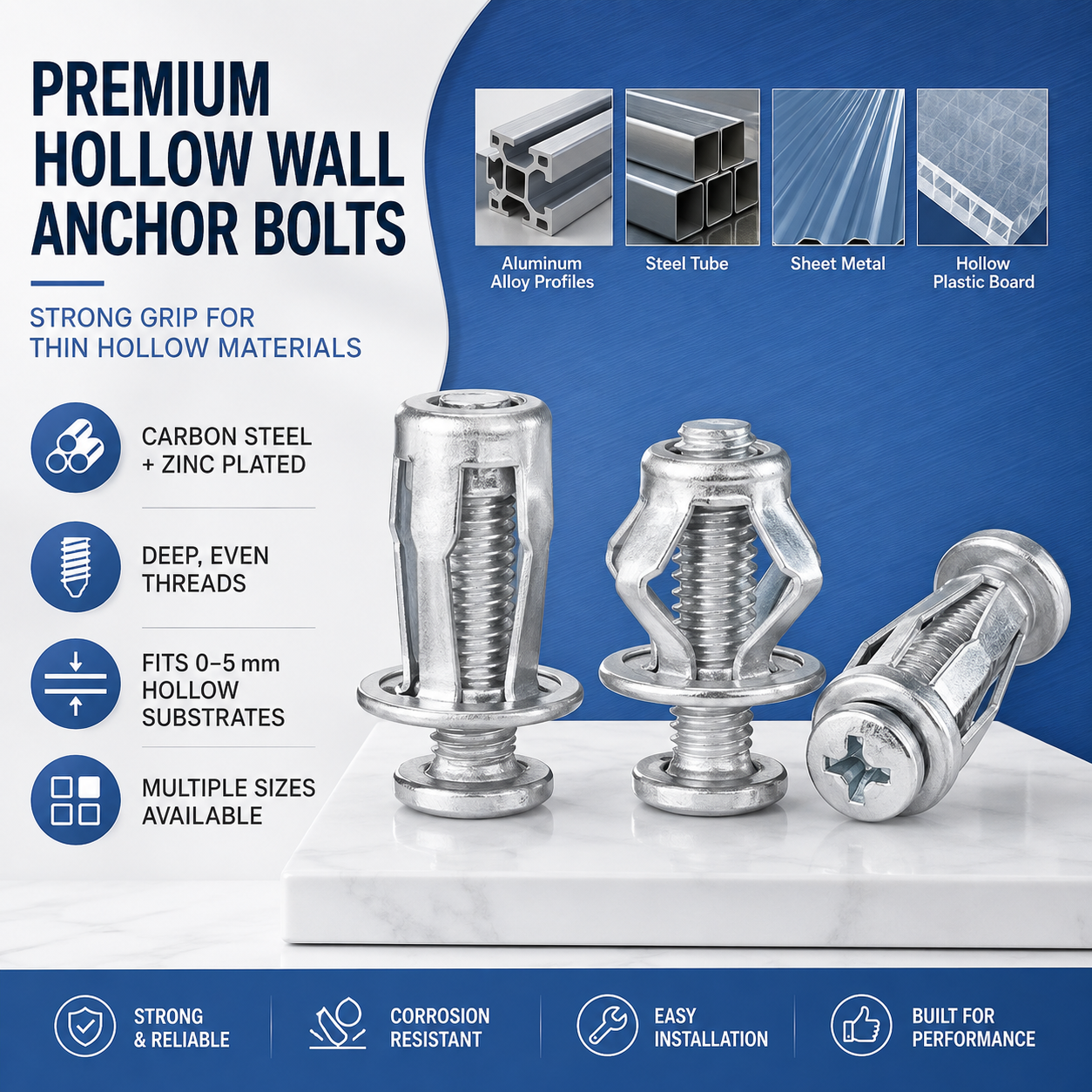 🔧 Galvanized Hollow Wall Petal Nut – Fast Expansion & Reliable Hold