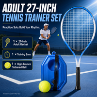 27-inch blue adult tennis racket + ball with cord + square base