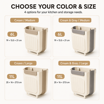 Foldable Hanging Trash Can for Cabinet Doors | 6L & 11L