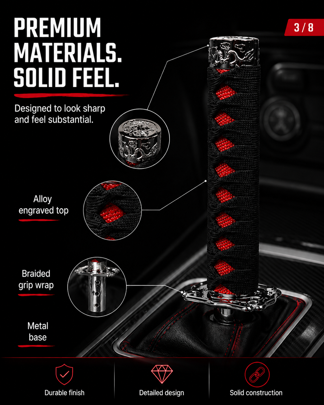 Samurai Shift Knob for Cars | Katana Style Manual Gear Shifter