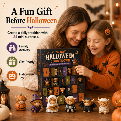 24-Day Halloween Countdown Calendar | Highland Cow Flat Figures
