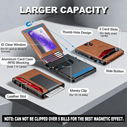 🔥Slim Pop-Up RFID Wallet for Men – Secure Aluminum Card Holder with Cash Slot & ID Window