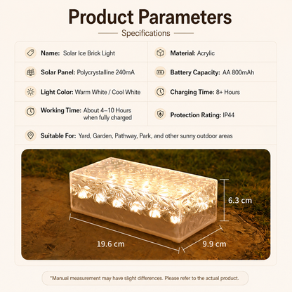 Solar Ice Brick Light – 12 LED Water-Resistant Path Light