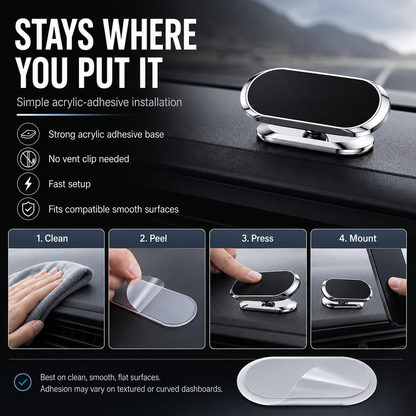 360° Magnetic Car Phone Mount | Foldable Dashboard Holder