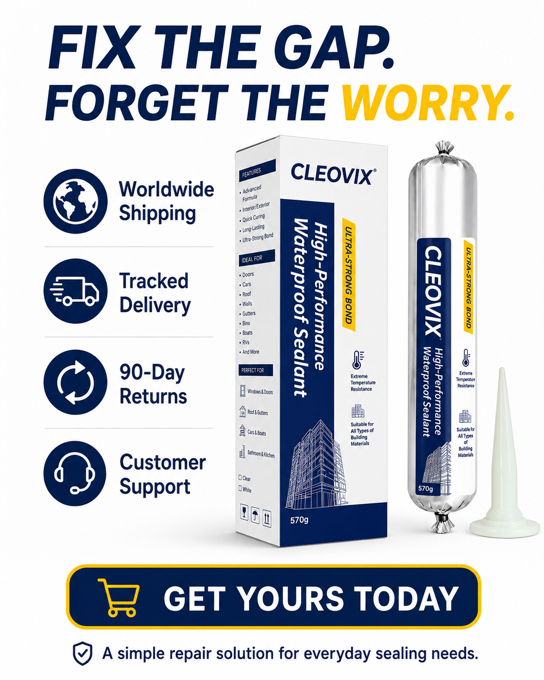 CLEOVIX Waterproof Sealant 570g | Leak & Gap Repair