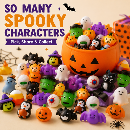 🎃 100PCS Halloween Mochi Squishy Toys – Cute Sensory Party Favors & Goodie Bag Fillers ✨