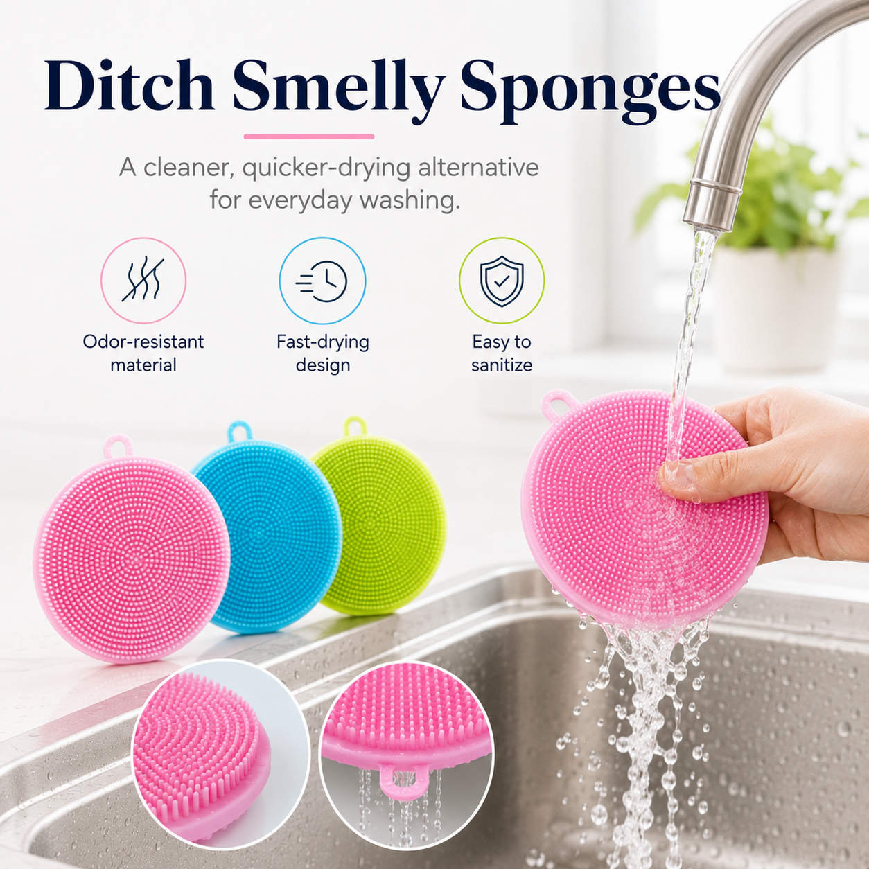 Silicone Kitchen Scrubber – Reusable Dish & Cleaning Brush