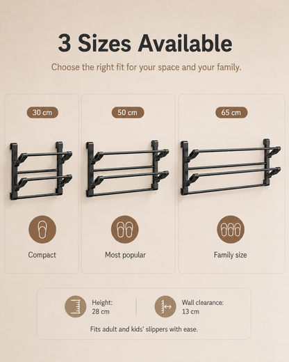 Wall-Mounted Foldable Slipper Rack | No-Drill Shoe Organizer