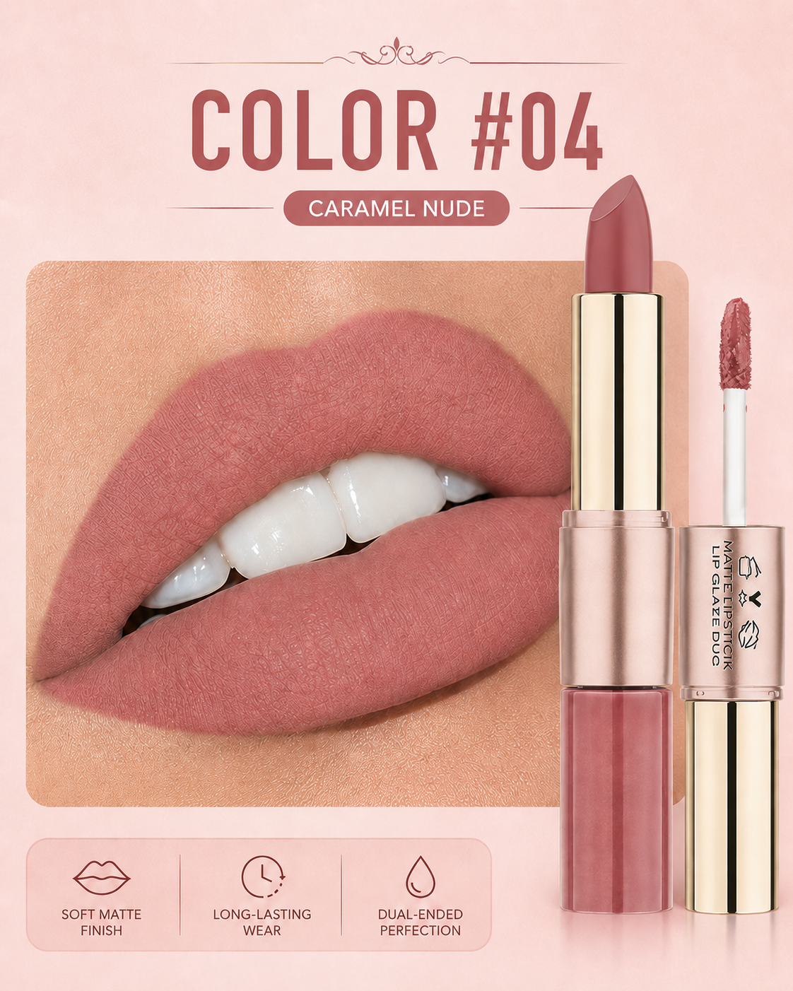 2-in-1 Matte Lipstick & Liquid Lip Glaze | 12 Longwear Shades