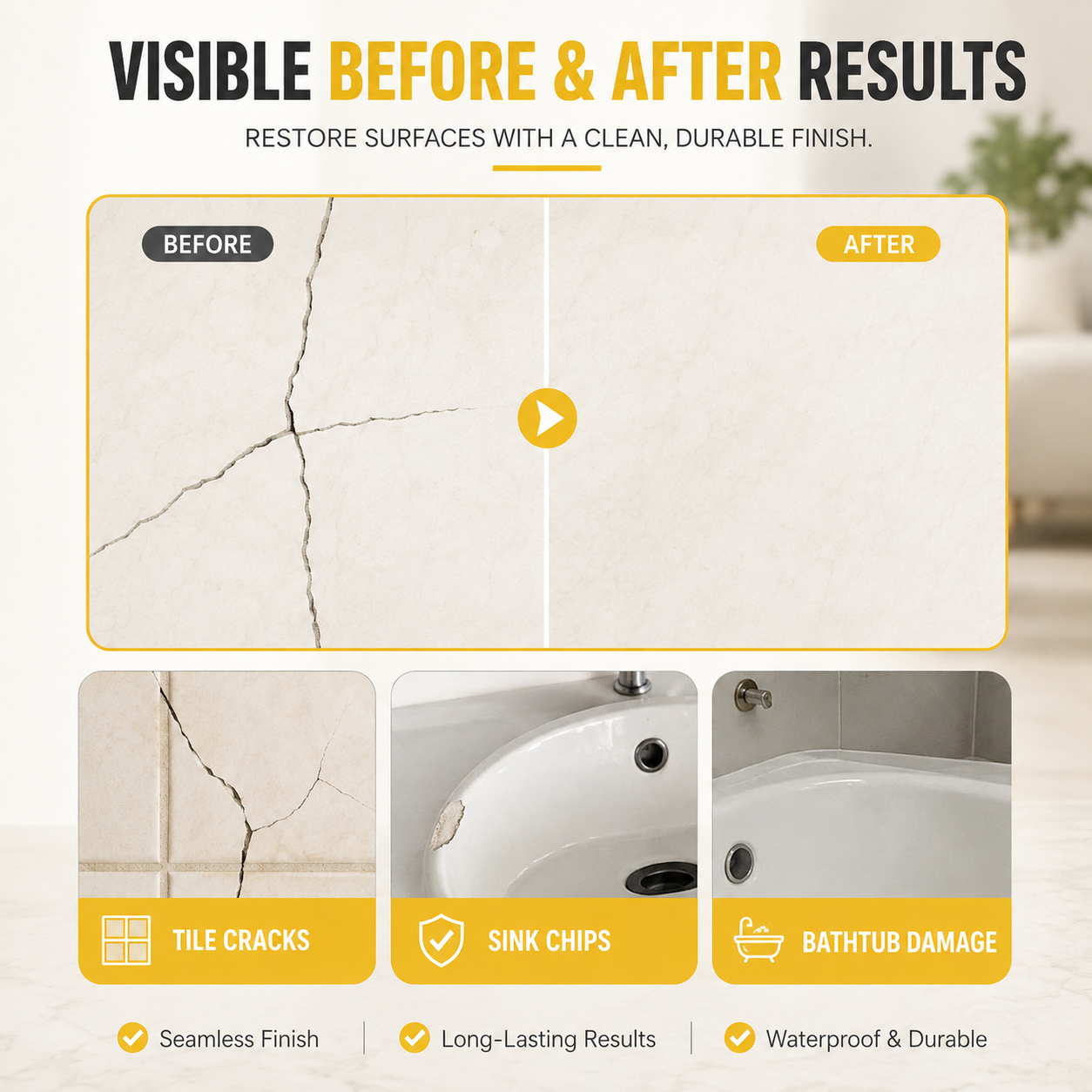 Tile & Stone Crack Repair Kit – 8-Color Touch-Up Repair Set