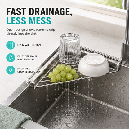 Stainless Steel Corner Sink Drying Rack | Space-Saving Organizer