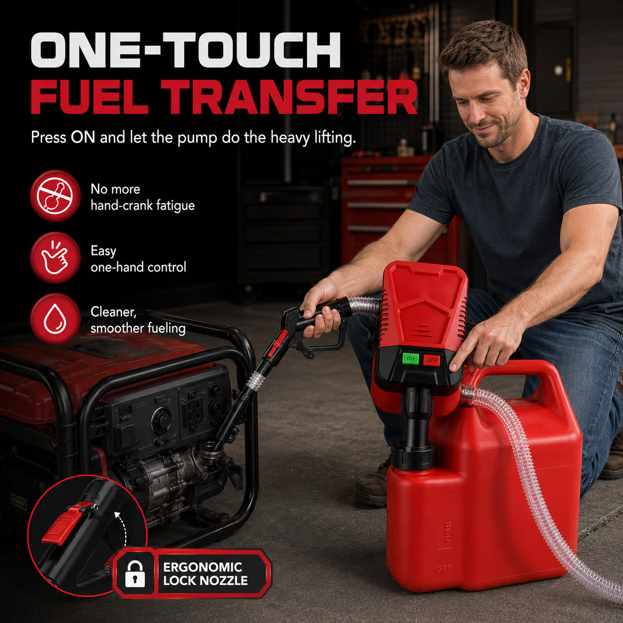 ⛽Automatic Transfer Pump Powered - Auto-Stop Sensor, 3.2 GPM Efficient Transmission