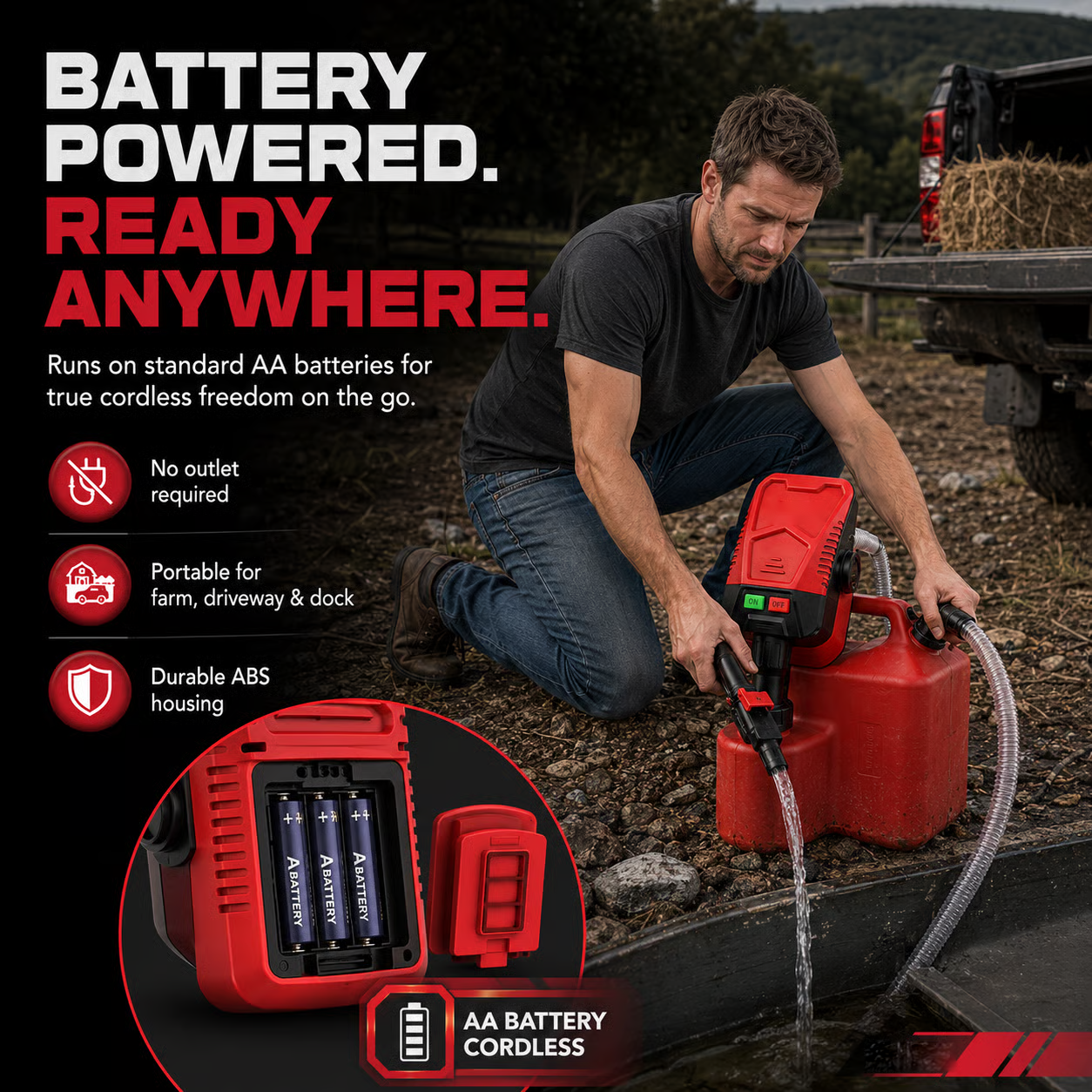 ⛽Automatic Transfer Pump Powered - Auto-Stop Sensor, 3.2 GPM Efficient Transmission