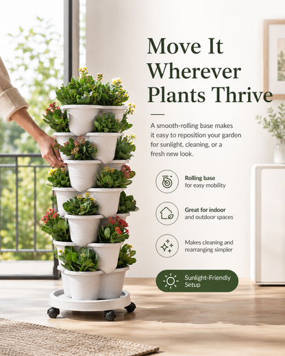 Stackable Vertical Planter with Wheels & Smart Drainage