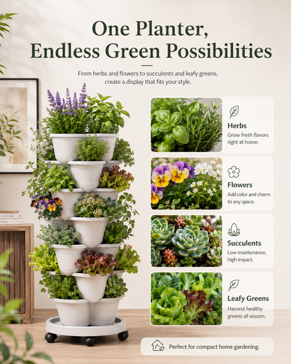 Stackable Vertical Planter with Wheels & Smart Drainage
