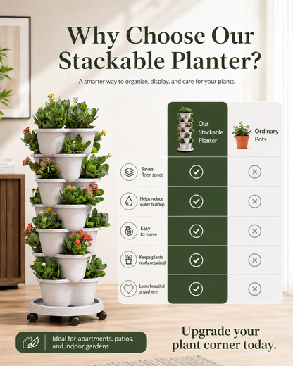 Stackable Vertical Planter with Wheels & Smart Drainage