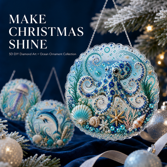 5D DIY Diamond Art Ocean Christmas Ornament Kit