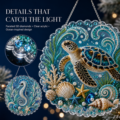5D DIY Diamond Art Ocean Christmas Ornament Kit
