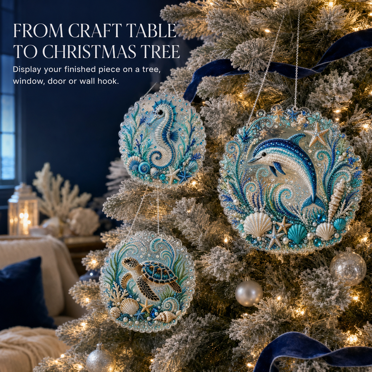 5D DIY Diamond Art Ocean Christmas Ornament Kit