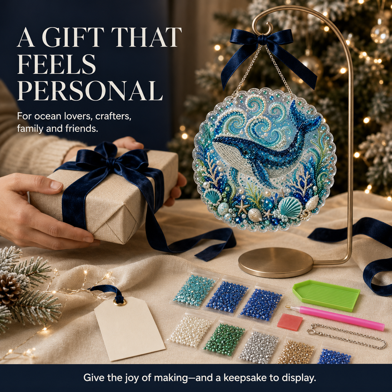 5D DIY Diamond Art Ocean Christmas Ornament Kit