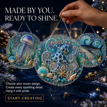 5D DIY Diamond Art Ocean Christmas Ornament Kit