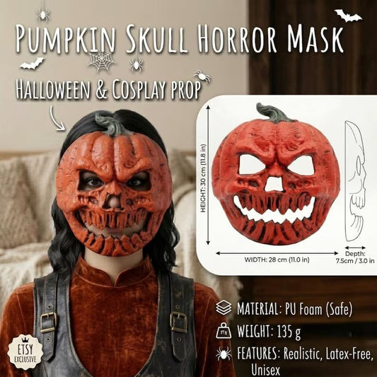 🎃The Evil Jack-O'-Lantern🎃 Premium Pumpkin Skull Horror Mask