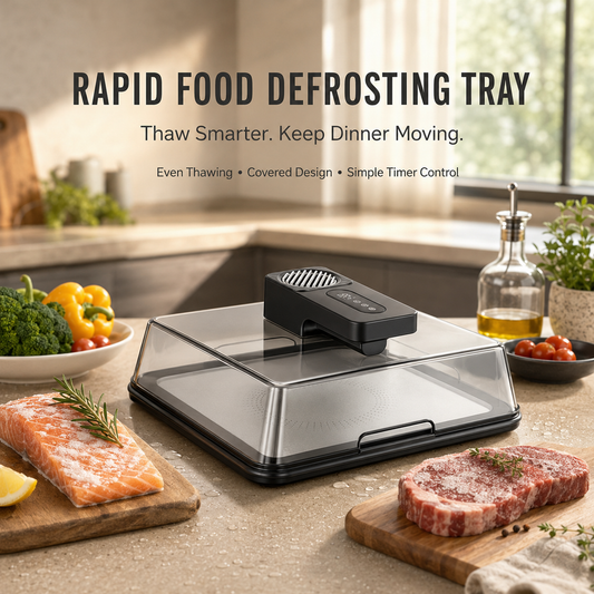 Rapid Food Defrosting Tray with Cover & Timer