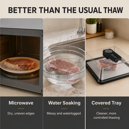 Rapid Food Defrosting Tray with Cover & Timer