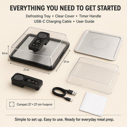 Rapid Food Defrosting Tray with Cover & Timer