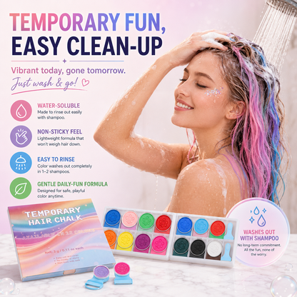 12-Color Temporary Hair Chalk Set – Washable Hair Color
