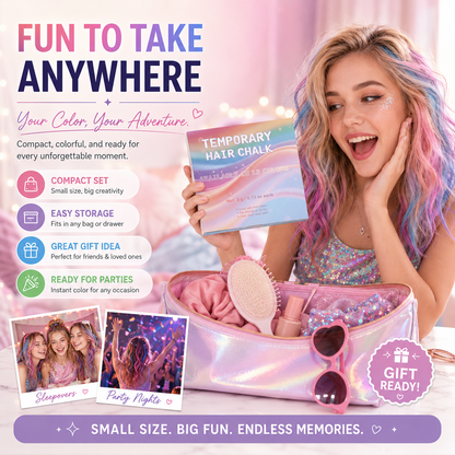12-Color Temporary Hair Chalk Set – Washable Hair Color