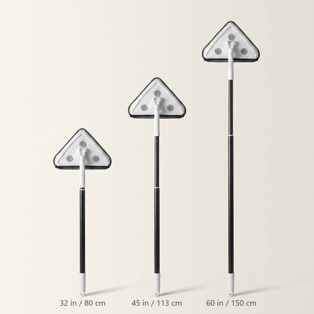 Extendable Wall & Ceiling Cleaning Mop — Triangle Head with Pads