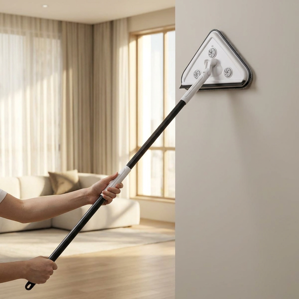 Extendable Wall & Ceiling Cleaning Mop — Triangle Head with Pads