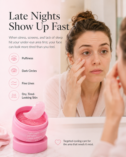 PDRN Cooling Hydrogel Eye Patches with Caffeine & Pink B12