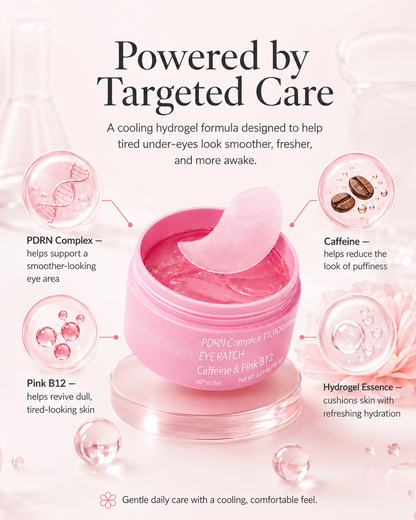 PDRN Cooling Hydrogel Eye Patches with Caffeine & Pink B12