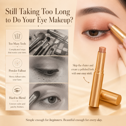 3 in 1 Easy Eyeshadow Stick for Beginners Waterproof Longwear Shimmer Makeup Set